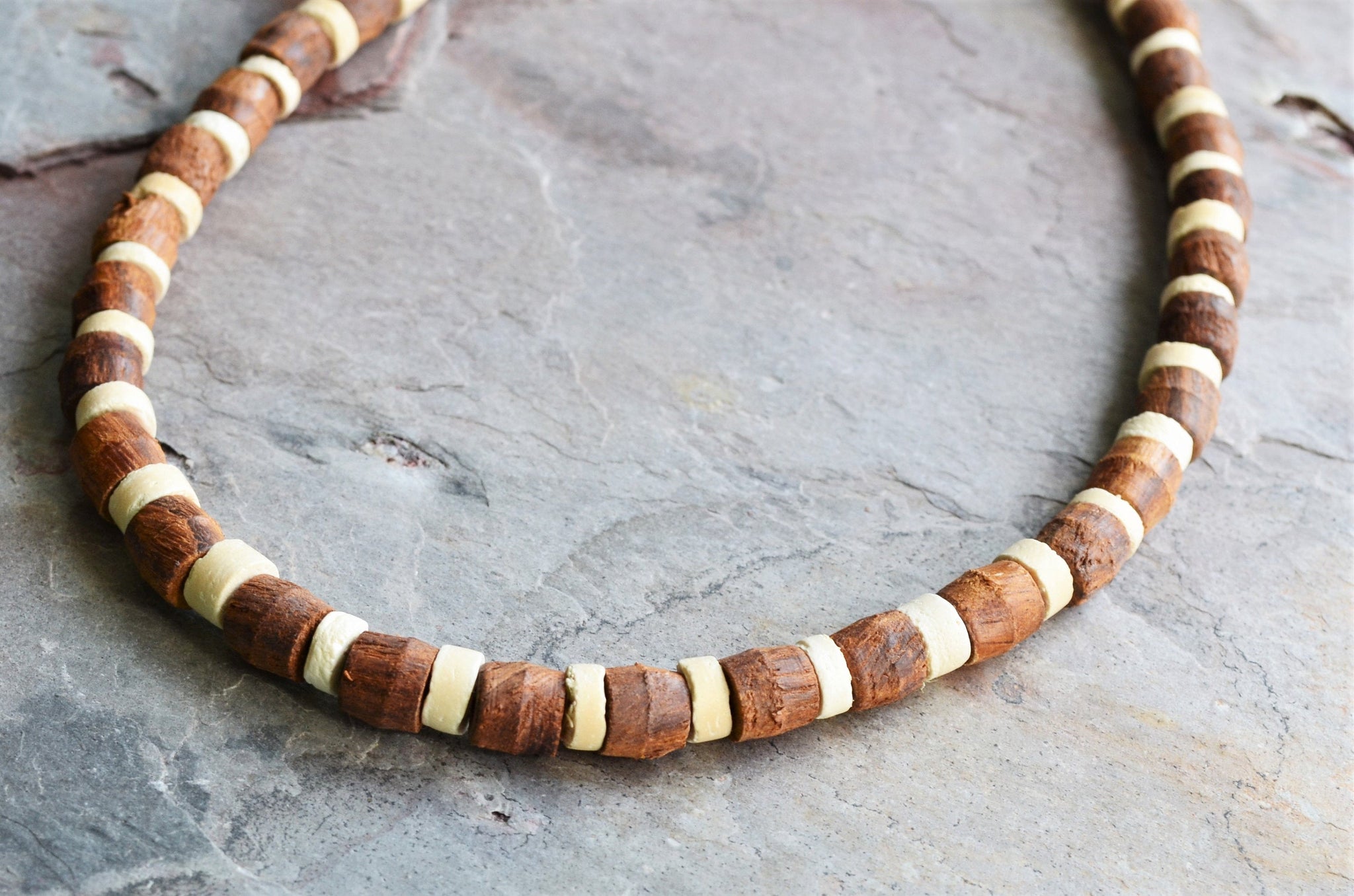 RUSTIC Wooden, Coconut & Tibetan DZI Beads Necklace – vacationwardrobe.com