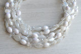 White Statement Necklace Acrylic Beaded Necklace Bridal Jewelry