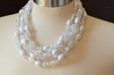 White Statement Necklace Acrylic Beaded Necklace Bridal Jewelry