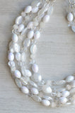 White Statement Necklace Acrylic Beaded Necklace Bridal Jewelry