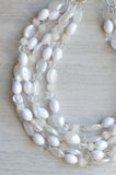 White Statement Necklace Acrylic Beaded Necklace Bridal Jewelry