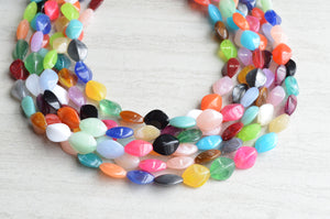 Multi Color Colorful Statement Lucite Beaded Chunky Multi Strand Necklace - Minnie