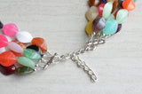 Multi Color Colorful Statement Lucite Beaded Chunky Multi Strand Necklace - Minnie