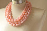 Blush Pink Beaded Lucite Acrylic Chunky Statement Necklace - Lauren