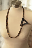 Tiger Eye Black Pendant Statement Necklace Knotted Long Necklace Boho Jewelry - Topper