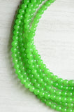 Green Jade Beaded Chunky Multi Strand Statement Necklace - Michelle