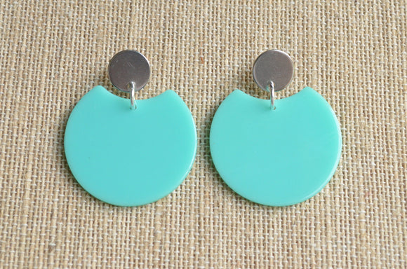 Mint Green Lucite Big Dangle Statement Earrings - Hanna