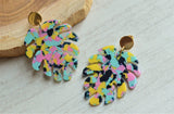 Statement Colorful Palm Leaf Acrylic Earrings - Tropicana