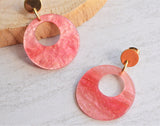 Pink Gold Statement Lucite Big Acrylic Hoop Statement Earrings - Grace