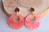 Pink Gold Statement Lucite Big Acrylic Hoop Statement Earrings - Grace