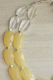 Yellow Clear Lucite Acrylic Beaded Chunky Statement Necklace - Ruby