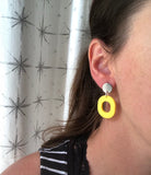 Pink Gray Yellow Purple Red Statement Lucite Big Matte Large Earrings - Rachel