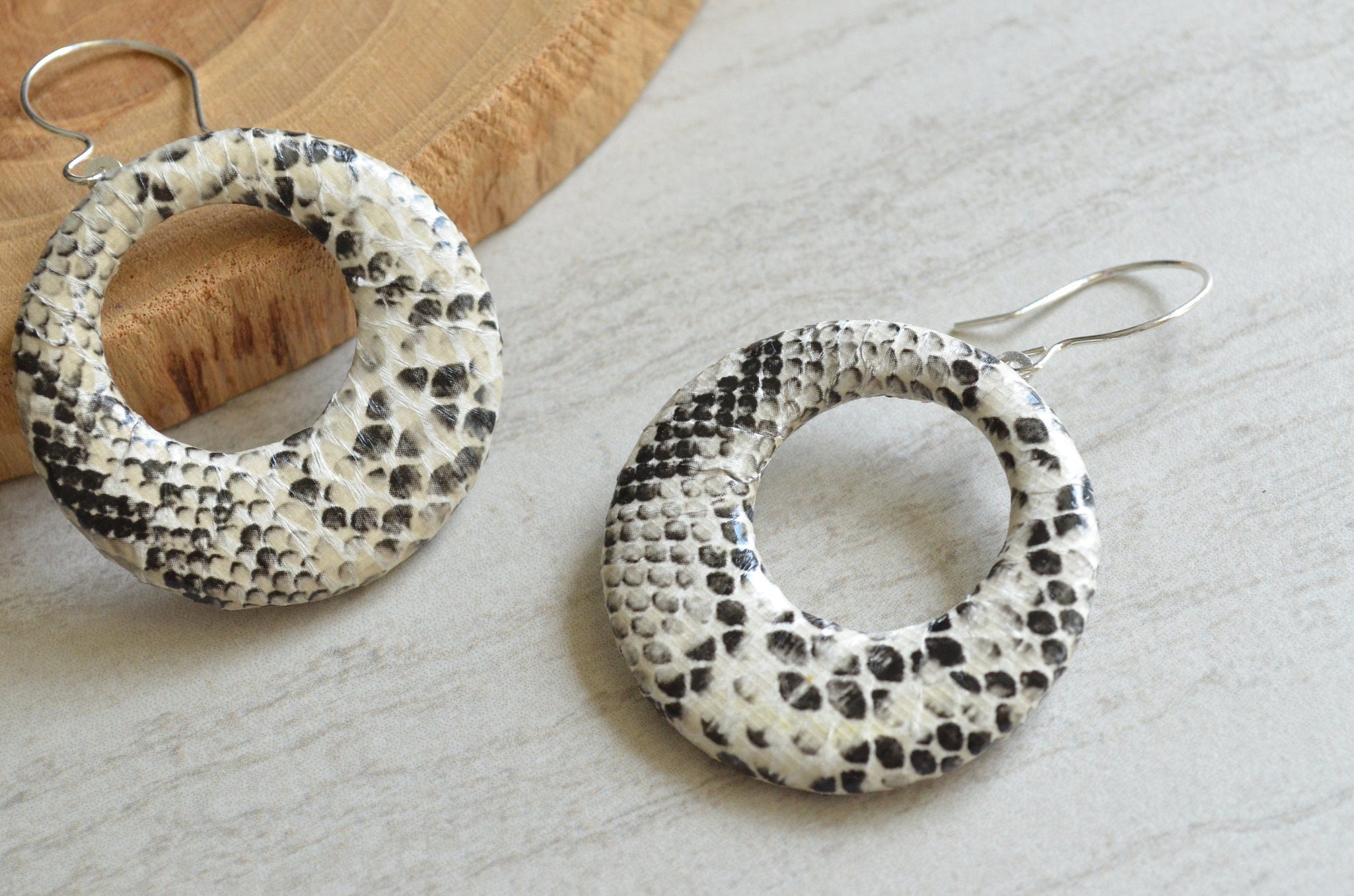 Snakeskin print deals earrings