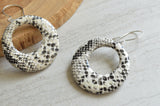 Snakeskin Print Faux Leather Hoop Animal Print Statement Dangle Earrings
