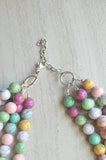Multi Color Pastel Chunky Beaded Stone Statement Multi Strand Necklace - Alana