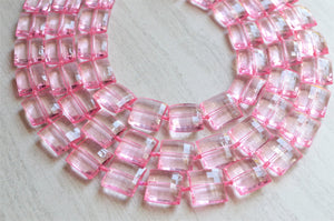 Pink Statement Necklace Acrylic Beaded Necklace Multi Strand Chunky Necklace - Amber