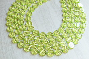 Green White Acrylic Beaded Multi Strand Statement Necklace - Charlotte