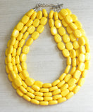 Yellow Womens Statement Acrylic Lucite Beaded Chunky Necklace- Lauren