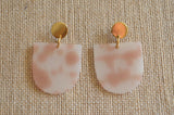 Turquoise Blue Beige Gray Pink White Acrylic Lucite Big Dangle Statement Earrings  - Nora