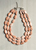 Orange Brown Lucite Acrylic Beaded Chunky Statement Necklace Gifts For Her - Lauren