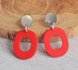 Pink Gray Yellow Purple Red Statement Lucite Big Matte Large Earrings - Rachel