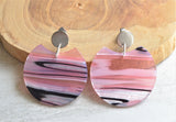 Purple Black Pink Statement Lucite Big Post Acrylic Dangle Womens Earrings - Hanna