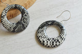 Snakeskin Print Faux Leather Hoop Animal Print Statement Dangle Earrings