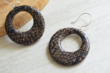 Snakeskin Print Faux Leather Hoop Animal Print Statement Dangle Earrings