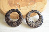 Snakeskin Print Faux Leather Hoop Animal Print Statement Dangle Earrings