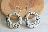 Snakeskin Print Faux Leather Hoop Animal Print Statement Dangle Earrings