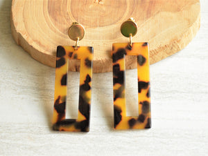 Tortoise Shell Statement Earrings Big Lucite Earrings Acrylic Large Earrings Gifts For Her - Louise