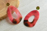 Black Red Lucite Statement Earrings Big Acrylic Earrings - Sylvia