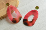 Black Red Lucite Statement Earrings Big Acrylic Earrings - Sylvia