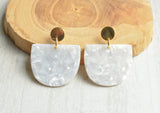 White Ivory Statement Earrings Lucite Big Earrings Terrazzo Large Earrings - Nora