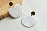 White Ivory Statement Earrings Lucite Big Earrings Terrazzo Large Earrings - Nora