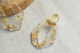 Clear Gold Big Geometric Acrylic Statement Dangle Earrings - Mia