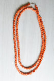 Orange Wood Beaded Wooden Boho Long Statement Necklace - Nicoline