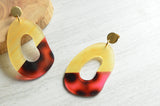 Black Red Lucite Statement Earrings Big Acrylic Earrings - Sylvia