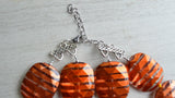 Burnt Orange Brown Acrylic Beaded Multi Strand Statement Necklace - Flora
