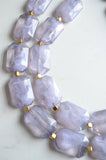 Gray Lucite Beaded Multi Strand Chunky Statement Necklace - Jenny