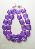 Purple Acrylic Beaded Chunky Multi Strand Statement Necklace - Flora