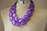 Purple Acrylic Beaded Chunky Multi Strand Statement Necklace - Flora