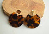 Tortoise Shell Brown Black Statement Lucite Big Acrylic Earrings - Hanna