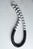 Silver Black Wood Chunky Long Womens Boho Statement Necklace - Elena