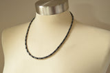 Black Gray Mens Beaded Jade Hematite Thin Necklace - Collins