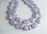 Gray Lucite Beaded Multi Strand Chunky Statement Necklace - Jenny