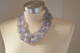 Gray Lucite Beaded Multi Strand Chunky Statement Necklace - Jenny