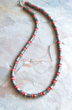 Hematite Red Gray Beaded Stone Mens Gray Necklace - Reginald
