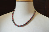 Hematite Red Gray Beaded Stone Mens Gray Necklace - Reginald