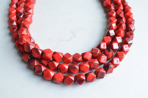 Red Statement Necklace, Beaded Acrylic Necklace, Multi Strand Necklace, Chunky Necklace, Gift For Her - Verti